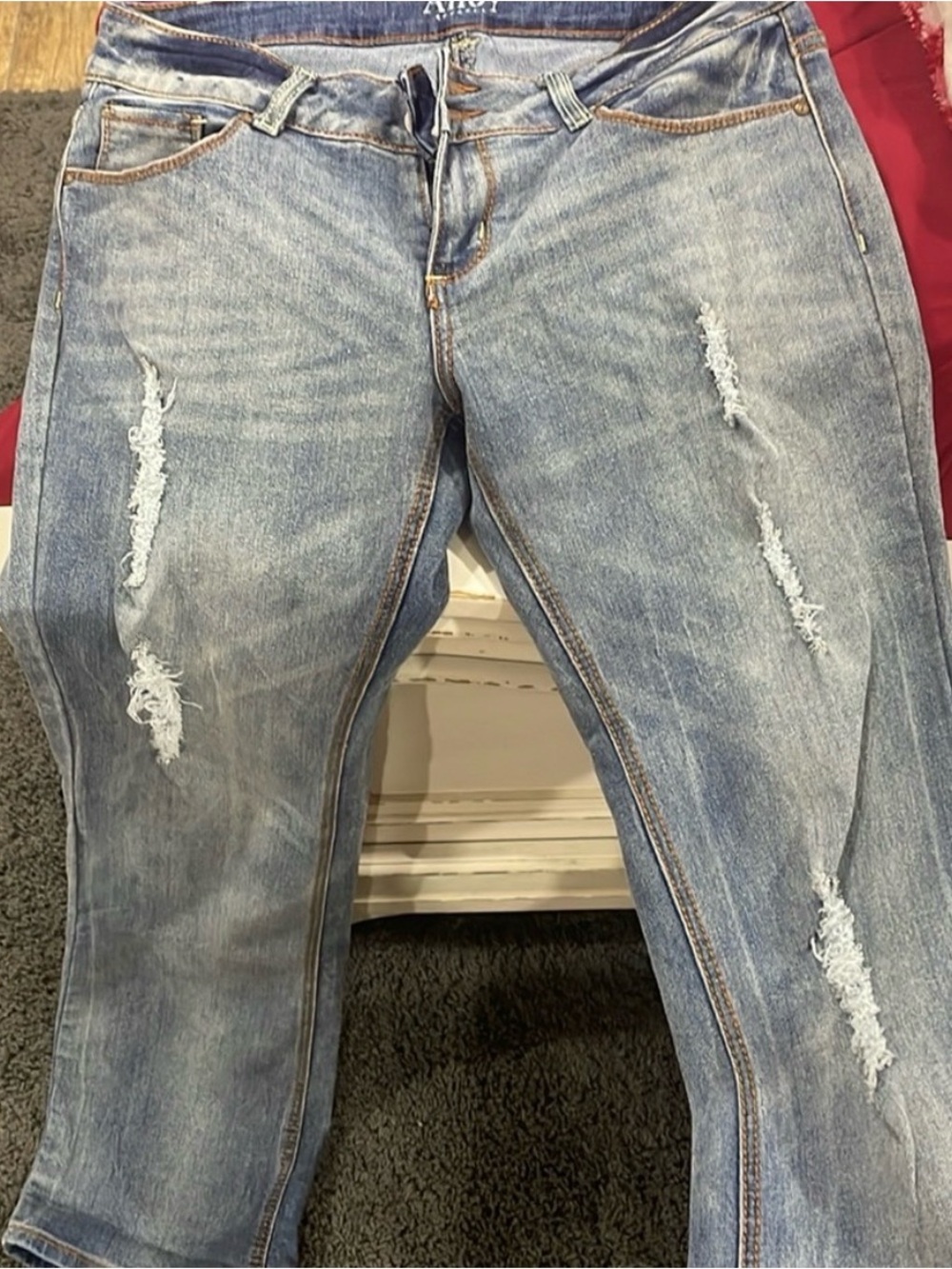 Avery Women's Light Blue Distressed Boyfriend Jeans